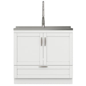 Reed - Deluxe Laundry Cabinet With Pull-Out Faucet And Stainless Steel Sink