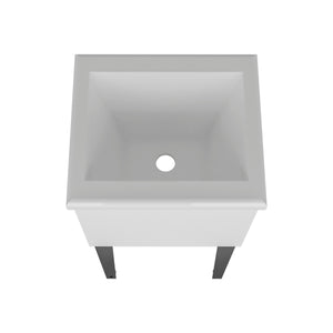 Katy Compact Utility Sink with Metal Legs for Laundry Room