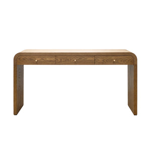 Walnut Curved Design 3-Drawer Long Console Table