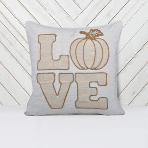 Love Pumpkin Embroidered Throw Pillow – Rustic