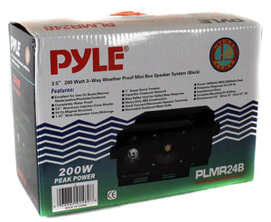 Pyle PLMR24B 3.5" 200 Watt 3-Way Weather Proof Mini Box Speakers