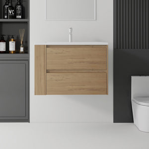 30 Inch Floating Bathroom Vanity with Sink, Soft-Close Drawer, Ceramic Sink, Plywood