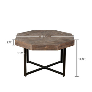 Wood Octagonal Vintage Patchwork Coffee Table