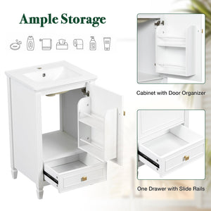 20" Bathroom Vanity with Ceramic Sink and Storage Cabinet