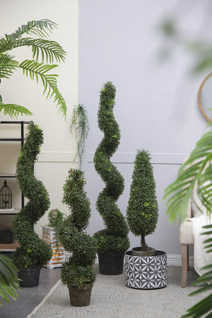 7.5x7.5x35" 3 Foot Tall Artificial Spiral Boxwood Tree