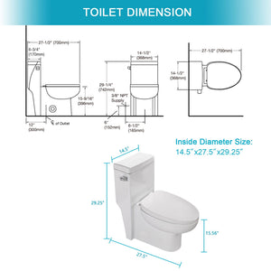 Modern Ceramic 1 Piece Toilet With Soft Closing Seat - White