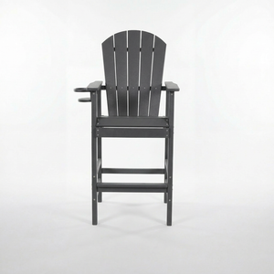 HDPE Bar Height Adirondack Chair with Cup Holder - Gray