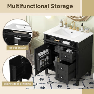 Bathroom Vanity With Top Sink, 2 Drawers & Tip Out Drawer
