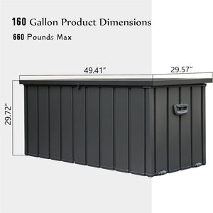 160 Gallon Outdoor Storage Deck Box Waterproof, Large Patio Storage Bin