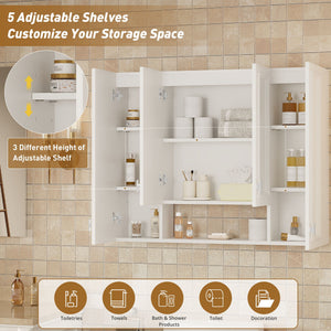 Wall Mounted Bathroom Cabinet With 5 Adjustable Shelves