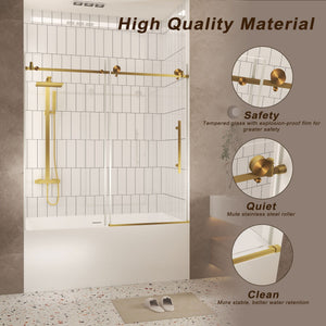 Frameless Shower Door, Smooth Sliding Tracks