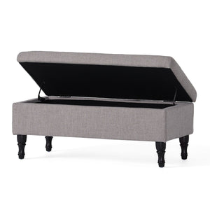 Dean Fabric Storage Wide Tufted Rectangle Ottoman - Gray