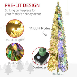 6Ft Prelit Pencil Artificial Christmas Tree with Snow-Flocked Branches - White