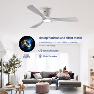 52 Inch Mounting Type Solid Wood Ceiling Fan With Light Kit