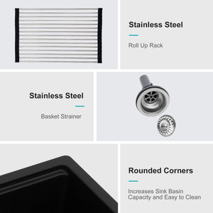 Quartz Kitchen Sink, Composite Workstation, Undermount