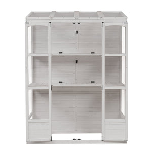 TOPMAX 78-Inch Wooden Greenhouse with Skylights and Folding Shelves