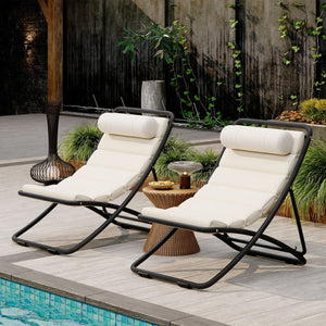 Outdoor Folding Chair With Adjustable Backrest (Set of 2)