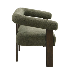 Round Armrest Loveseat (Green + Brown)
