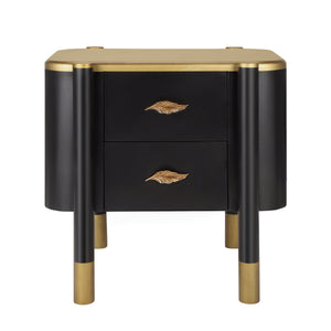 Contemporary 2 Drawers Nightstand with Curved Profile Design