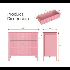 Fluted 3 Drawer Nightstand With Soft Close Slides