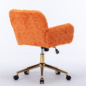 Office Chair, Artificial Rabbit Hair Home Office Chair With Metal Base, Adjustable Desk Chair Swivel Office Chair, Vanity Chair