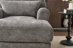 Modern Grey Upholstered Chaise Lounge Sofa Recliner