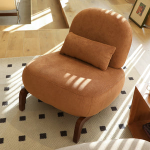 Cute Accent Chair with Solid Wood Legs