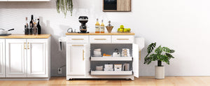 K&K 59.3" Kitchen Island with Storage & Rolling Cart