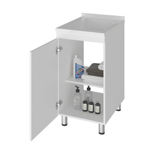 Slee Compact Utility Sink Cabinet with Storage and Metal Legs for Laundry Room