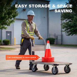 18-Inch Traffic Safety Cones, 2-Pack, PVC Road Cones with Reflective Collar