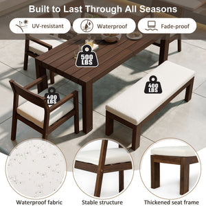 Outdoor Dining Set Rectangular Table With Umbrella Hole