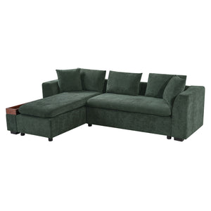 Modern L Shaped Sectional Sofa With Upholstery And Wooden Storage