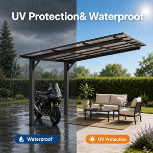 10x10FT PC Roof Carport with Galvanized Steel Frame and Sloped Roof