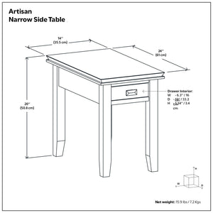 Artisan - Handcrafted Narrow Side Table