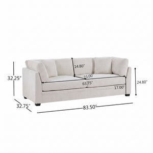 83.5" Modern Flared Arms Sofa (Beige)