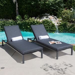 Modern Chaise Lounge With Water Resistant Fabric Cushions