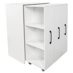 3 Tier Bookcase with Three Pulled Out Doors and Wheels