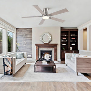 Low Profile Flush Mount Intergrated LED Ceiling Fan With Light And Reversible Quiet Motor