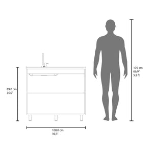 Alatna Freestanding Utility Base Cabinet with Stainless Steel Countertop