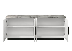 Matilda Cabinet Console Table with White Faux Marble Top