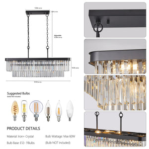 Rectangular Crystal Chandelier Adjustable