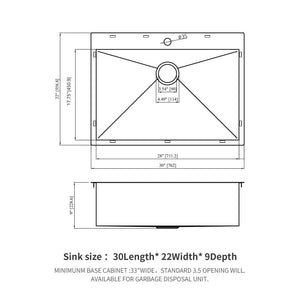 Drop In Kitchen Sink, 16 Gauge Stainless Steel, Topmount