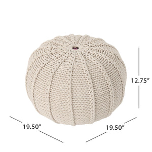 Bordeaux Knitted Round Pouf Ottoman And Floor Cushion
