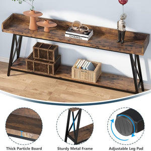 Extra Long Console Table For Living Room - Rustic Brown