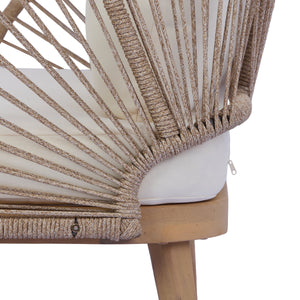 Acacia Wood Outdoor Club Chair, Curved Tub Design Patio Chair
