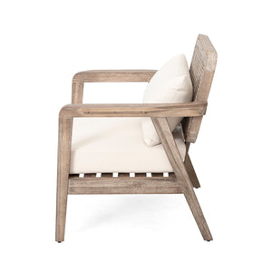 Set of 2 Outdoor Acacia Wood Patio Club Chairs with Waterproof Cushions