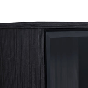Modern Minimalist Style LED Curio Cabinet With Tempered Glass Door, Metal Legs
