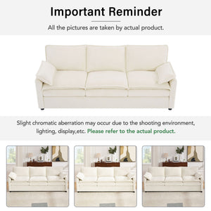 Modern 3 Seater Sofa With Side Storage Pockets For Living Room