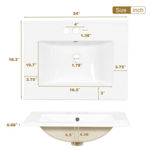 Bathroom Vanity, Modern Bathroom Cabinet With Sink Combo Set, Bathroom Storage Cabinet With A Soft Closing Door And 3 Drawers, Solid Wood Frame