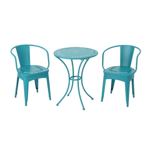Lourdes 3 Piece Metal Outdoor Set - Teal